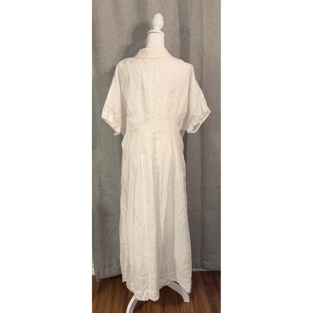 Anthropology Exquise Tobi Shirt Dress Women's Size Medium Ivory Linen Maxi - Picture 6 of 10